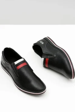 Online Boto Skórzane Męskie Wsuwane Czarne Półbuty Dziurki Mello