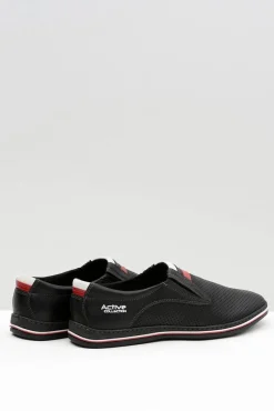 Online Boto Skórzane Męskie Wsuwane Czarne Półbuty Dziurki Mello