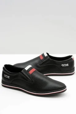 Online Boto Skórzane Męskie Wsuwane Czarne Półbuty Dziurki Mello