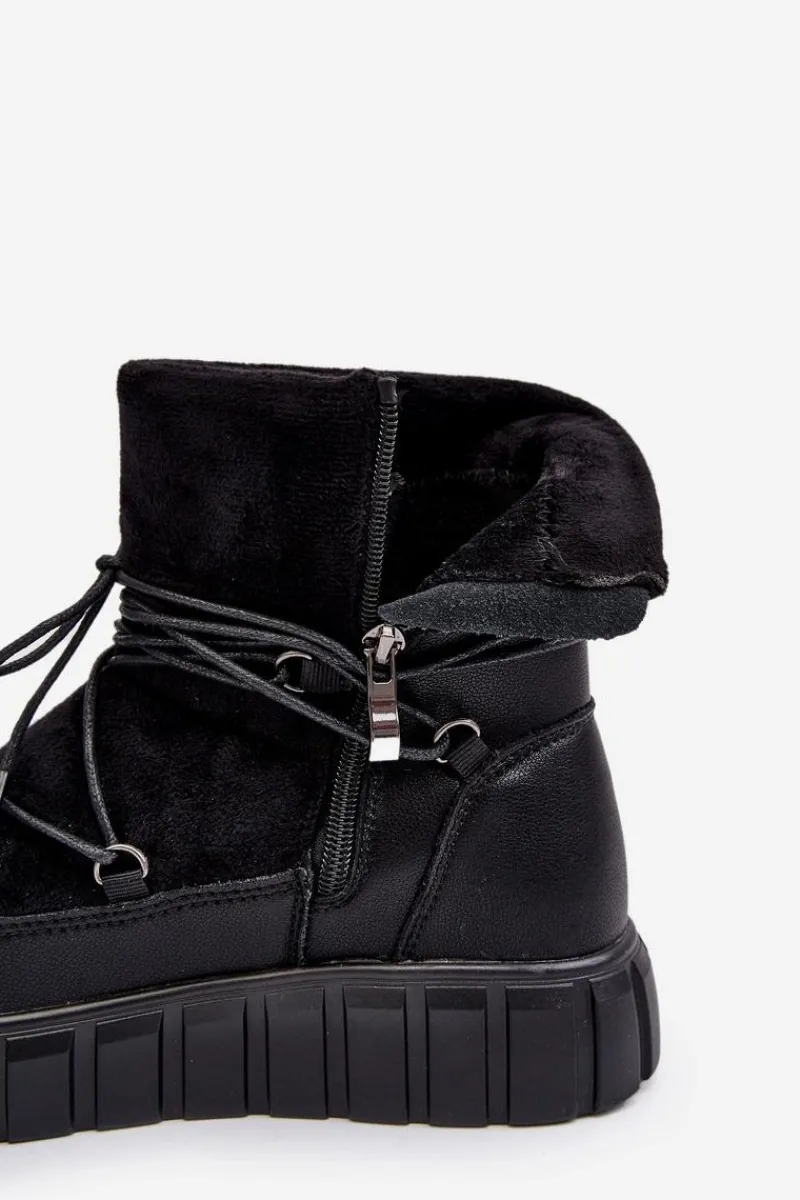 Śniegowce Damskie|Damskie Trapery>Buty damskie Vinceza Skórzane Śniegowce Botki Na Platformie Czarne Maxava