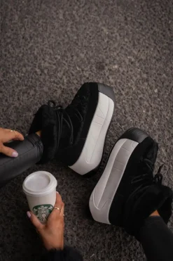 Online Big Star Shoes Skórzane Śniegowce Damskie Na Grubej Podeszwie Z Futerkiem Big Star OO274A206 Czarne Czarny