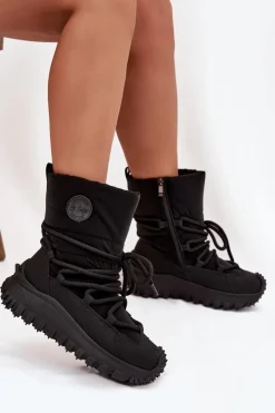 Lee Cooper Skórzane Śniegowce Na Platformie LCJ-25-12-3660 Czarne Czarny