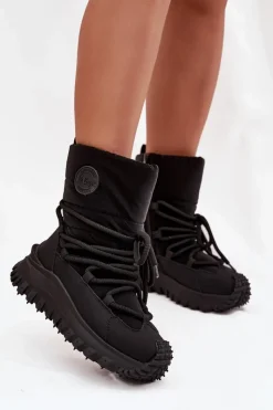Lee Cooper Skórzane Śniegowce Na Platformie LCJ-25-12-3660 Czarne Czarny