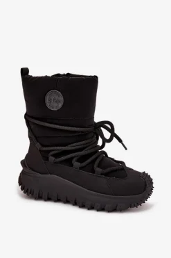 Lee Cooper Skórzane Śniegowce Na Platformie LCJ-25-12-3660 Czarne Czarny