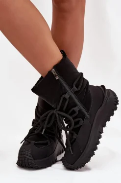 Lee Cooper Skórzane Śniegowce Na Platformie LCJ-25-12-3660 Czarne Czarny