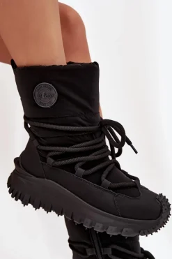 Lee Cooper Skórzane Śniegowce Na Platformie LCJ-25-12-3660 Czarne Czarny