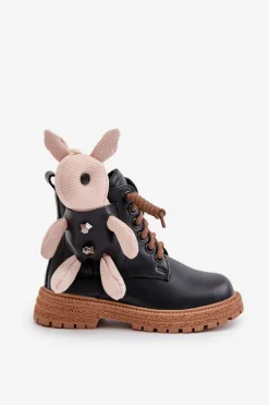 Sale Buty damskie Vinceza Skórzane Ocieplane Botki Dziecięce Na Zamek Z Misiem Vinceza 36261 Czarne Czarny