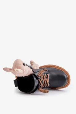 Sale Buty damskie Vinceza Skórzane Ocieplane Botki Dziecięce Na Zamek Z Misiem Vinceza 36261 Czarne Czarny