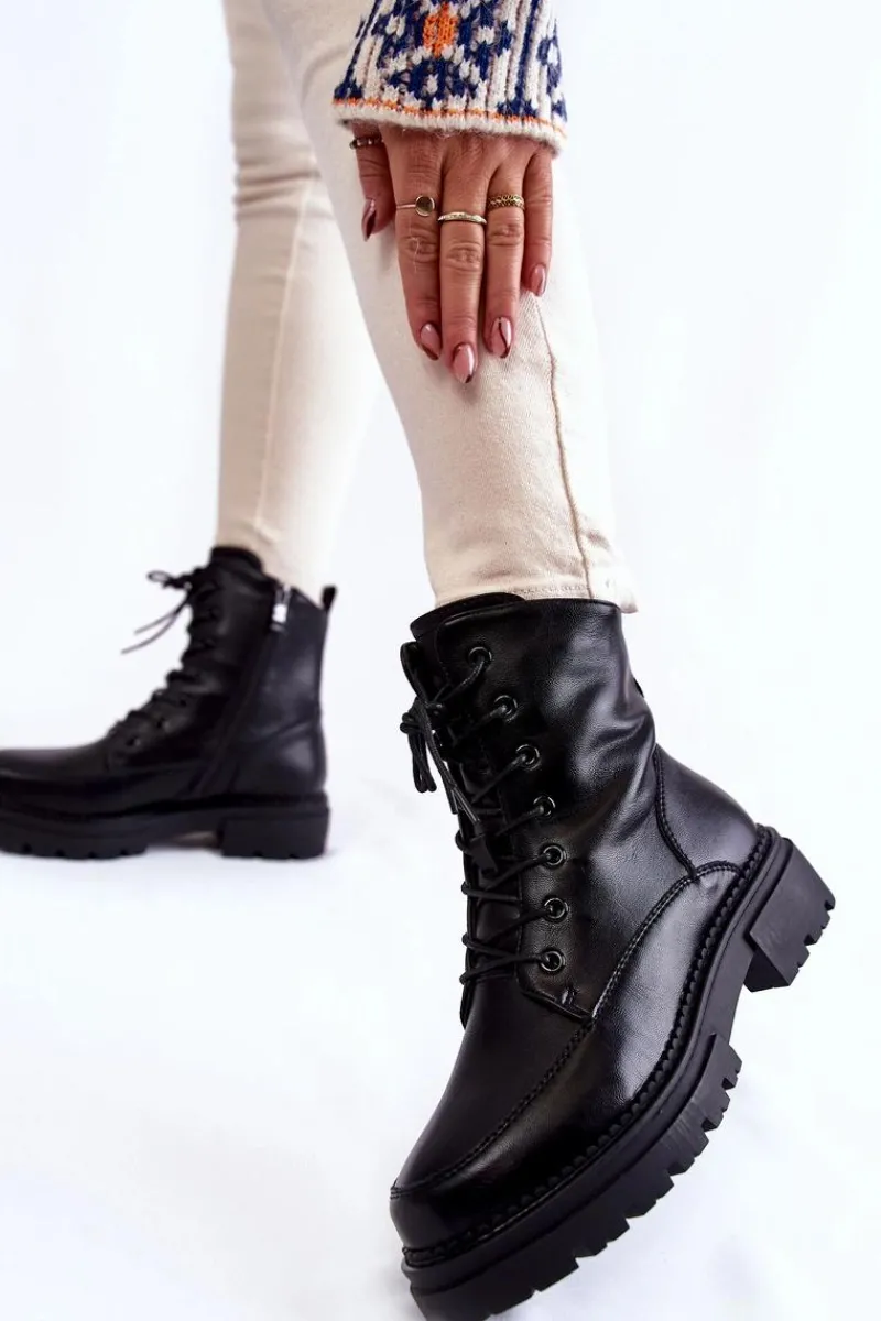 Online Boto Skórzane Ocieplane Botki La.Fi 250009B-QN Czarne