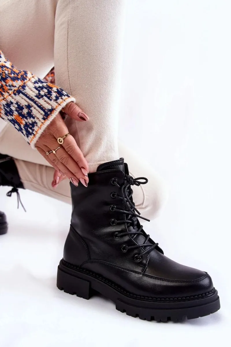 Online Boto Skórzane Ocieplane Botki La.Fi 250009B-QN Czarne