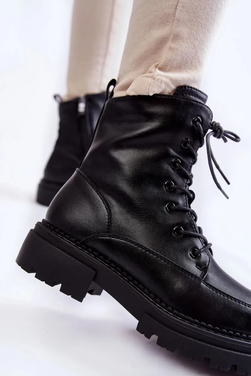 Online Boto Skórzane Ocieplane Botki La.Fi 250009B-QN Czarne