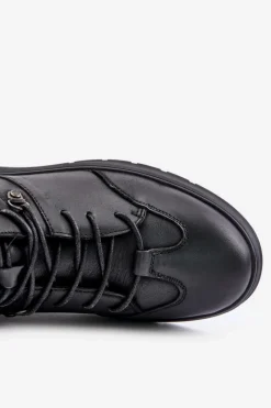 Best Skórzane Ocieplane Botki Sneakersy Męskie LCJ-24-33-2913 Czarne Męskie Obuwie Sportowe Męskie|Botki Męskie