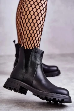 Czarne Botki|Botki Zimowe Damskie><noscript><img width=