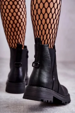 Czarne Botki|Botki Zimowe Damskie><noscript><img width=