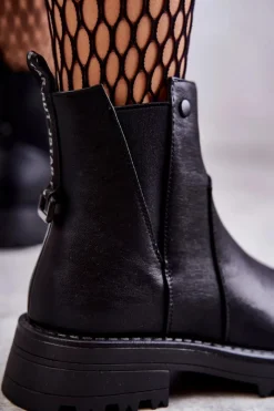 Czarne Botki|Botki Zimowe Damskie><noscript><img width=