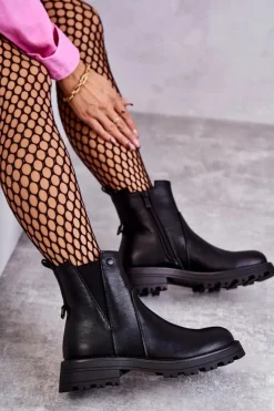 Czarne Botki|Botki Zimowe Damskie><noscript><img width=