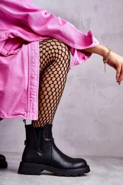 Czarne Botki|Botki Zimowe Damskie><noscript><img width=