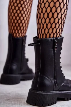 Botki Sznurowane|Czarne Botki><noscript><img width=