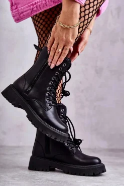 Botki Sznurowane|Czarne Botki><noscript><img width=