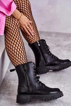 Botki Sznurowane|Czarne Botki><noscript><img width=