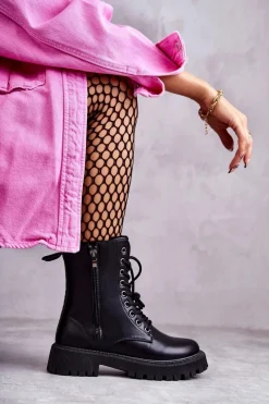 Botki Sznurowane|Czarne Botki><noscript><img width=