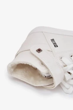 Sale Big Star Shoes Skórzane Ocieplane Trampki BIG STAR V274541FW Białe
