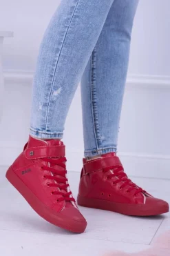 Trampki Ocieplane|Trampki Damskie Big Star></noscript>Big Star Shoes Skórzane Ocieplane Trampki BIG STAR V274529FW Czerwone
