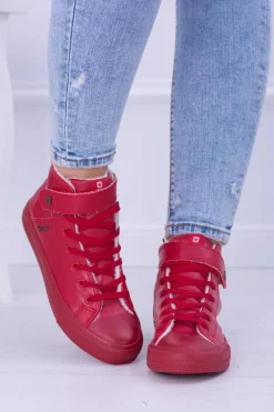 Trampki Ocieplane|Trampki Damskie Big Star></noscript>Big Star Shoes Skórzane Ocieplane Trampki BIG STAR V274529FW Czerwone