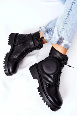 Botki Sznurowane|Czarne Botki><noscript><img width=