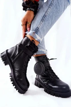 Botki Sznurowane|Czarne Botki><noscript><img width=