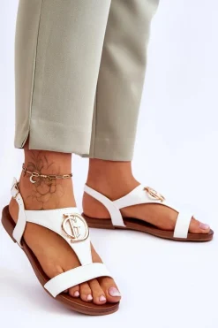 Sandały Płaskie><noscript><img width=