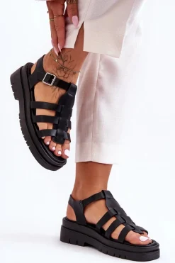 Sandały Płaskie><noscript><img width=