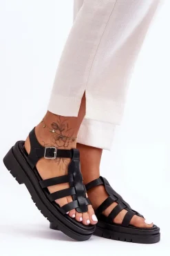 Sandały Płaskie><noscript><img width=