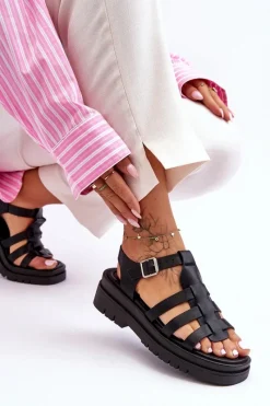 Sandały Płaskie><noscript><img width=