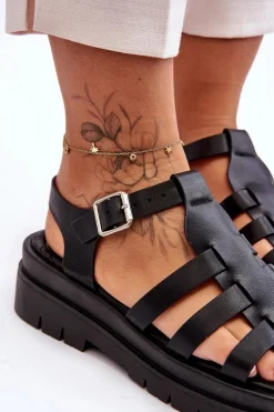 Sandały Płaskie><noscript><img width=