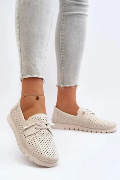 New Buty damskie Vinceza Skórzane Półbuty Damskie Ażurowe Beżowe Darnissa