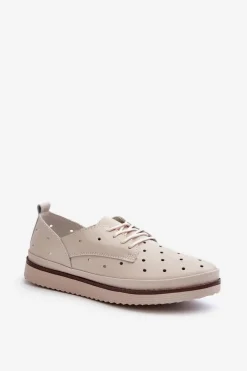 Półbuty Skórzane></noscript>Damskie buty S.Barski Skórzane Półbuty Damskie Beżowe S.Barski LR182 Beżowy