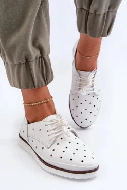 Półbuty Skórzane>Damskie buty S.Barski Skórzane Półbuty Damskie Białe S.Barski LR182 Biały