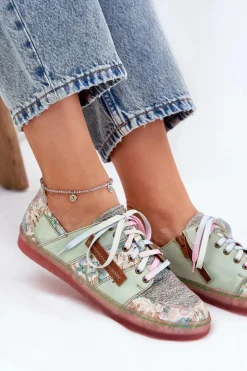 Półbuty Skórzane>Maciejka Skórzane Półbuty Damskie 06791-09 Jasnozielone