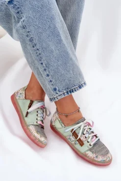 Półbuty Skórzane></noscript>Maciejka Skórzane Półbuty Damskie 06791-09 Jasnozielone