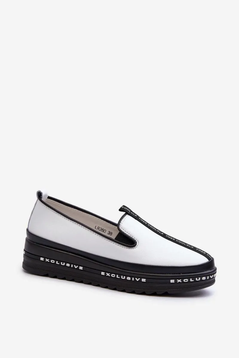 Outlet Damskie buty S.Barski Skórzane Półbuty Damskie Na Platformie S.Barski LR260 Białe