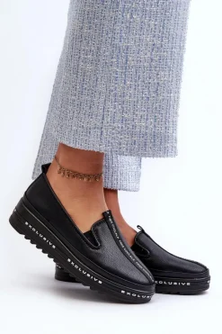 Półbuty Skórzane>Damskie buty S.Barski Skórzane Półbuty Damskie Na Platformie S.Barski LR260 Czarne