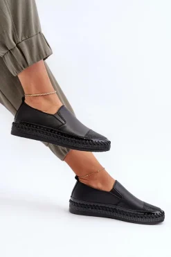 Półbuty Skórzane>Damskie buty S.Barski Skórzane Półbuty Damskie Na Platformie Czarne D&A LR370