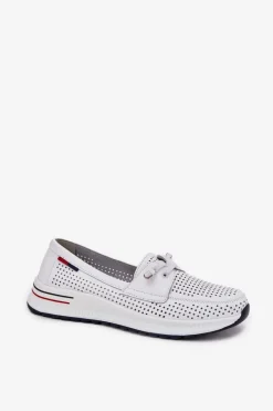 Półbuty Skórzane></noscript>Evento Skórzane Półbuty Damskie Na Platformie Białe Violeth