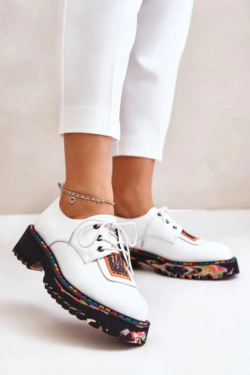 Półbuty Lakierowane|Półbuty Skórzane>Artiker Skórzane Półbuty Damskie Sznurowane 55C0500 Białe