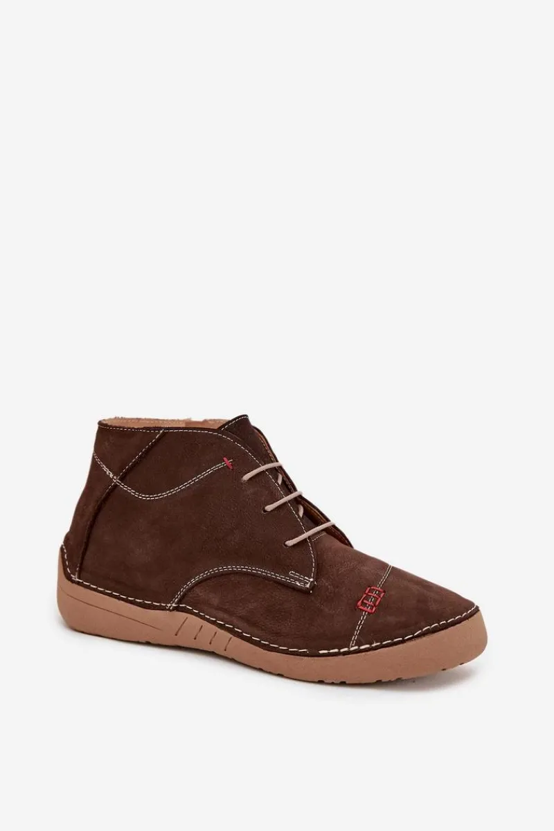 Półbuty Skórzane>Artiker Skórzane Półbuty Damskie Z Przeszyciami Na Zamek 57C2117 Brązowe Brązowy