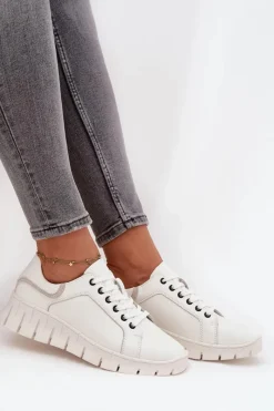 Półbuty Skórzane>Buty damskie Vinceza Skórzane Półbuty Damskie Ze Sznurowaniem Vinceza 41493 Białe