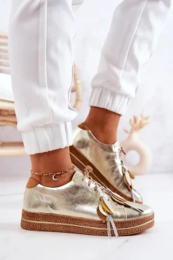 Online Maciejka Skórzane Półbuty 04550-25 Złote Złoty