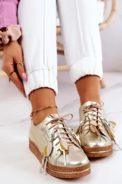 Online Maciejka Skórzane Półbuty 04550-25 Złote Złoty