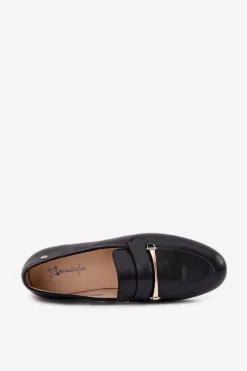 Discount Skórzane Półbuty Mokasyny Damskie K6809-01 Czarne Damskie Loafersy Damskie|Półbuty Skórzane